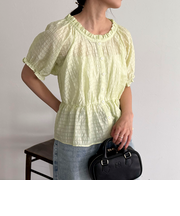 クロップドペプラムブラウス