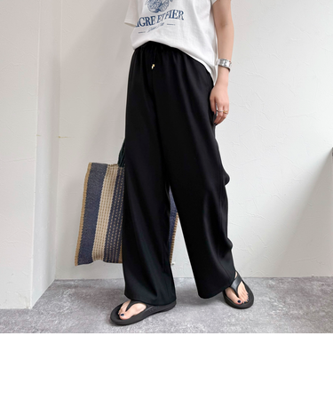 【低身長サイズ34有り】ドライポリイージーセミワイドパンツ