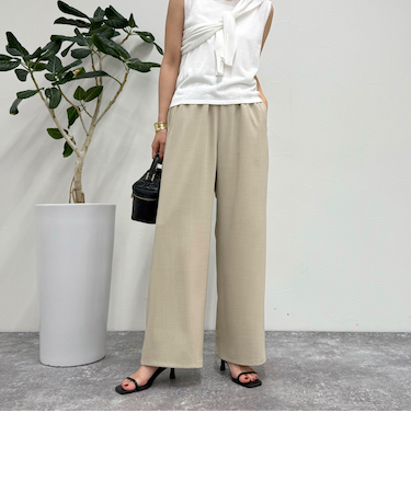 【低身長サイズ34有り】ドライポリイージーセミワイドパンツ