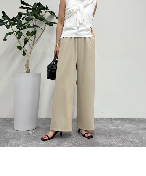 【低身長サイズ34有り】ドライポリイージーセミワイドパンツ