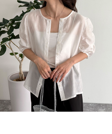 2WAYシアー袖ボリュームブラウス