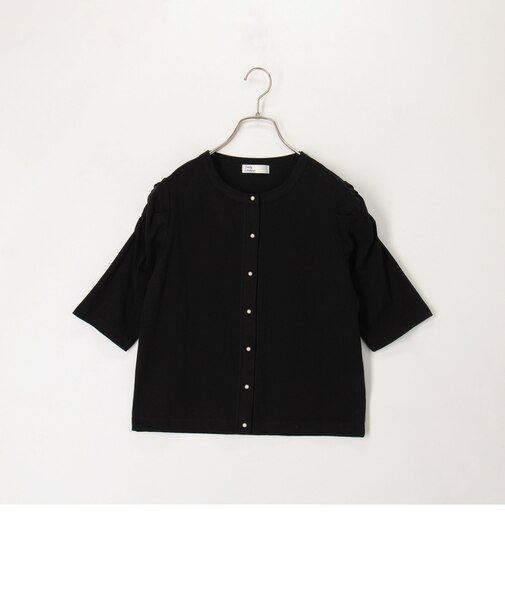 ドライタッチ天竺パール釦半袖カーディガン