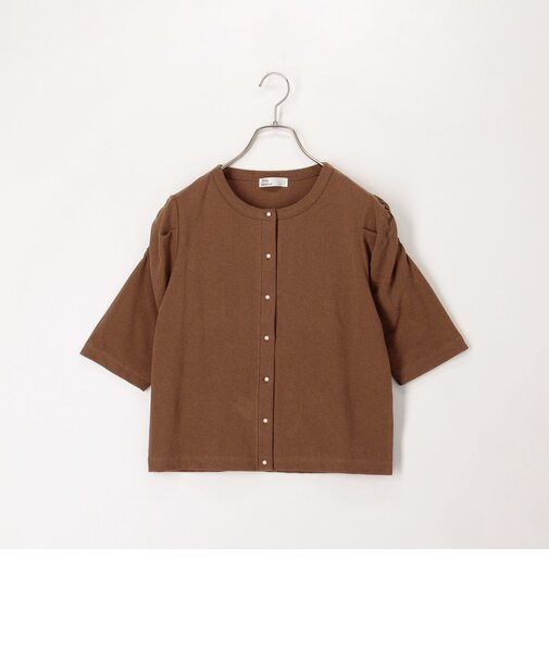 ドライタッチ天竺パール釦半袖カーディガン