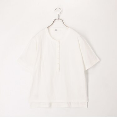 ドライタッチ天竺ヘンリーネックパール釦Tee