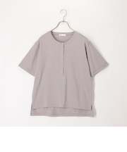 ドライタッチ天竺ヘンリーネックパール釦Tee