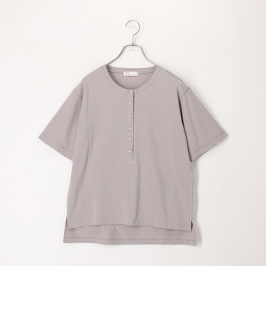ドライタッチ天竺ヘンリーネックパール釦Tee