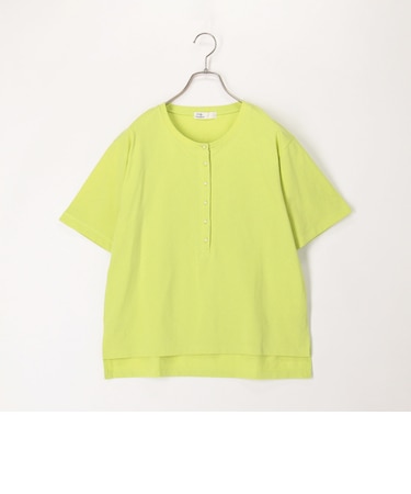 ドライタッチ天竺ヘンリーネックパール釦Tee