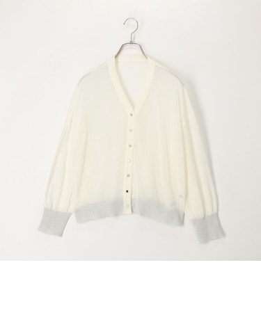 袖口ラメシアーＶネックカーディガン