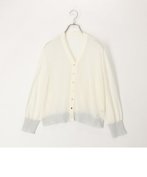 袖口ラメシアーＶネックカーディガン