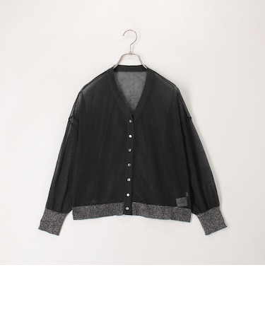 袖口ラメシアーＶネックカーディガン