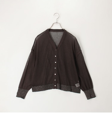 袖口ラメシアーＶネックカーディガン