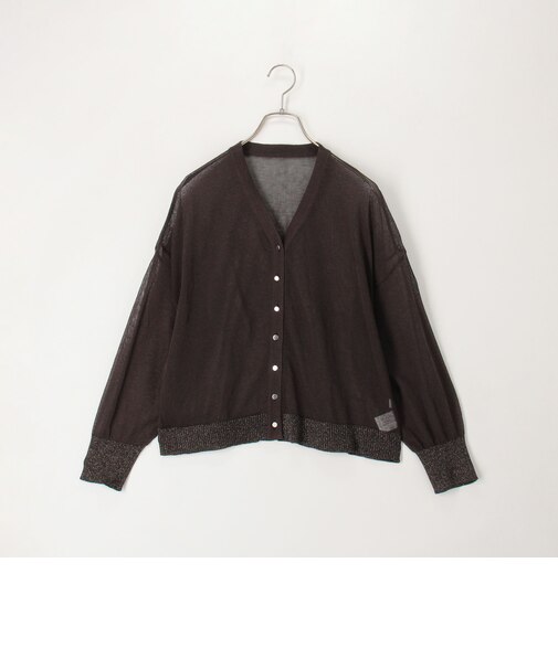 袖口ラメシアーＶネックカーディガン