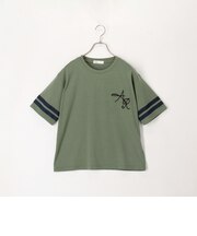 刺繍ロゴ＆袖ラインTee