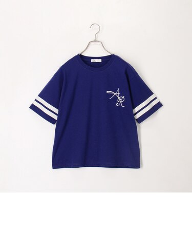 刺繍ロゴ＆袖ラインTee