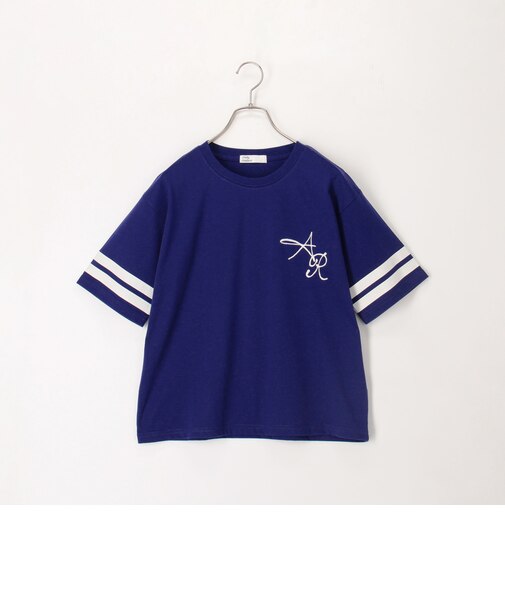 刺繍ロゴ＆袖ラインTee