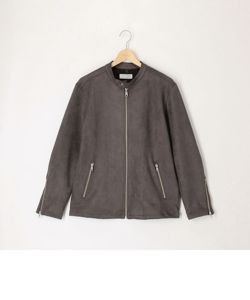 Paul Smith ダークグレー シングルライダースジャケット スエードポンチ シングルライダースジャケット｜フレディアンド
