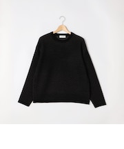 メッシュジャガードクルーネックニット