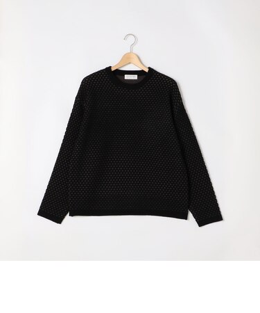 メッシュジャガードクルーネックニット