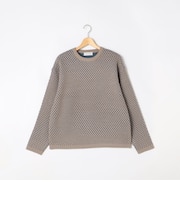 メッシュジャガードクルーネックニット