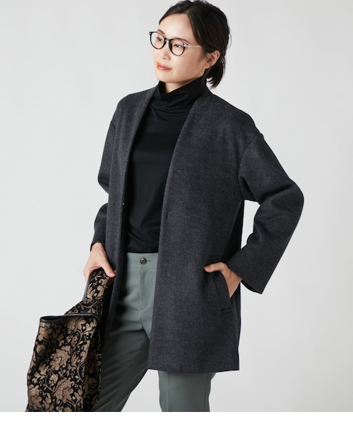 ウールブレンド ノーカラーミドルコート｜ユナイテッドアローズ