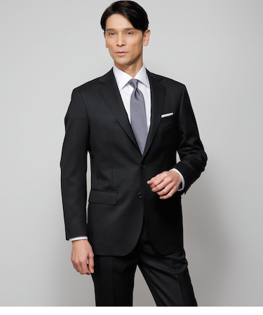 【撥水・ストレッチ】テトロンウール シャドーストライプ 2パンツスーツ