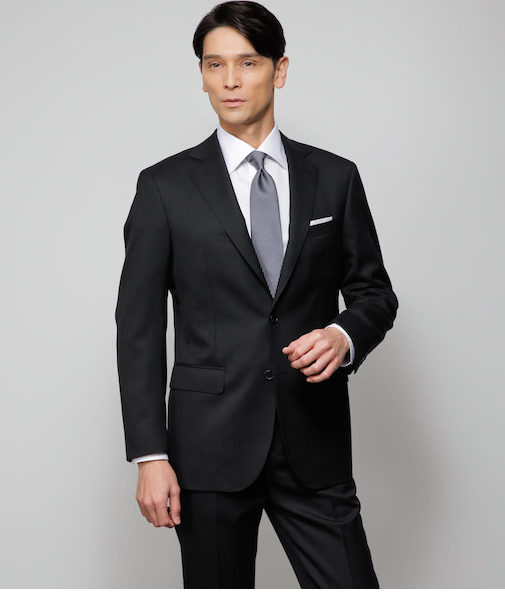 【撥水・ストレッチ】テトロンウール シャドーストライプ 2パンツスーツ