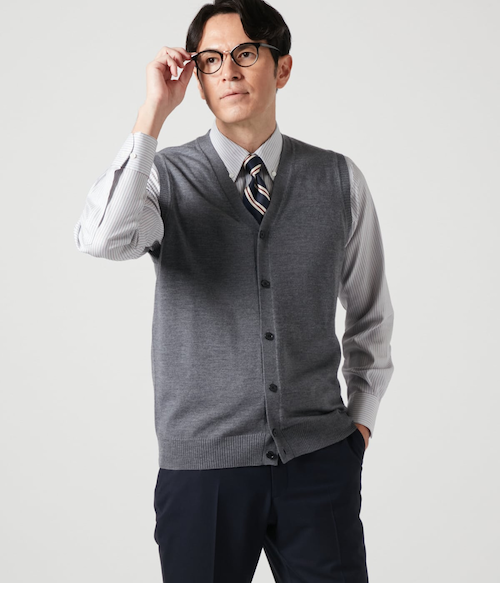 Vネック 前開きニットベスト｜ニューヨーカーのアウトレット通販