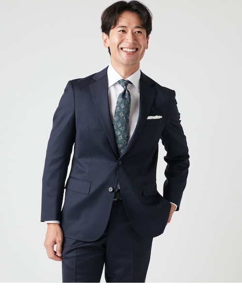 ストレッチ】ウールポリエステル ドビーシャンブレー スーツ