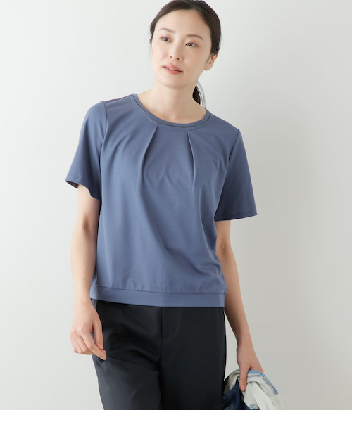 L】ポリエステル強撚スムース 幾何学プリント ボックスシルエットプル