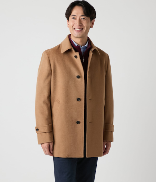 カシミヤ混 ショートビーバー シングルコート