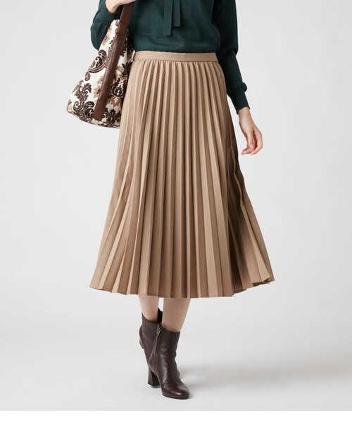 ウールライクトロピカル アコーディオンプリーツスカート
