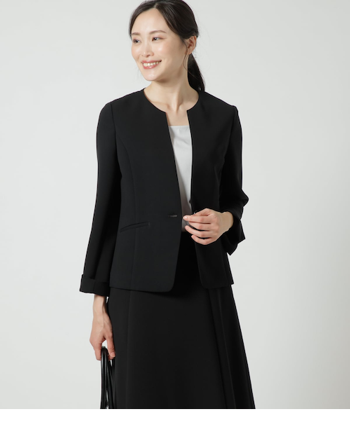 美品　NEWYORKER 黒 テーラードジャケット　15 撥水】SLIM FIT 無地 ジャケット(セットアップ対応)(15155104-2025