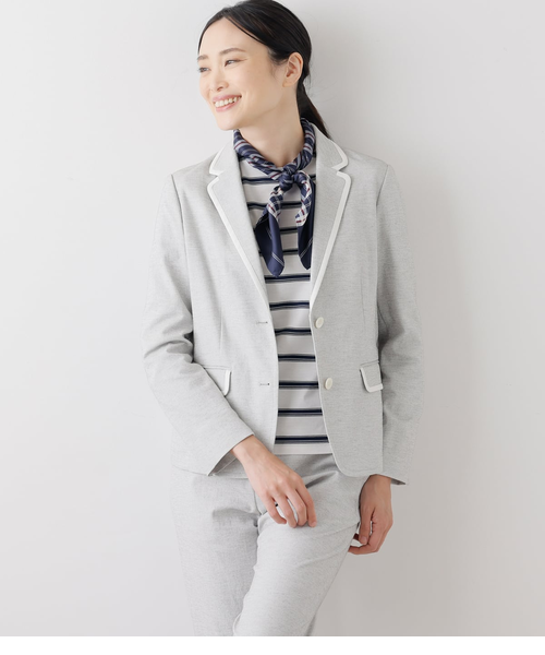 L】【ウォッシャブル】ナチュラルクロス 2釦パイピング