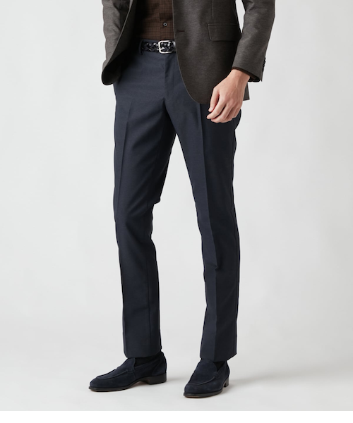 2024AW【未使用品】ライトウェイト メランジセットアップ　ストレッチ ストレッチ・防シワ】メランジカルゼ サイドシャーリングパンツ