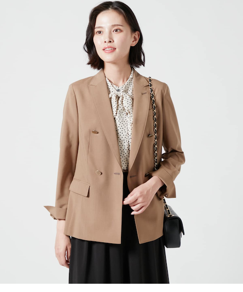 ［美品］CLEL ダブルブレスト ウォッシャブル】TWマットクレープ ダブルブレストブレザー