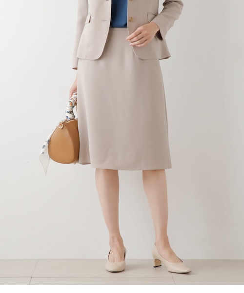 【UNITED ARROWS】BEIGE WOOL ジョーゼット スカートスーツ ウォッシャブル】ウォッシャブルWジョーゼット セミフレアスカート