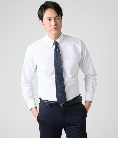 吸水速乾】Easy Care・COOLMAX EcoMade カラミクロス 長袖ボタンダウン