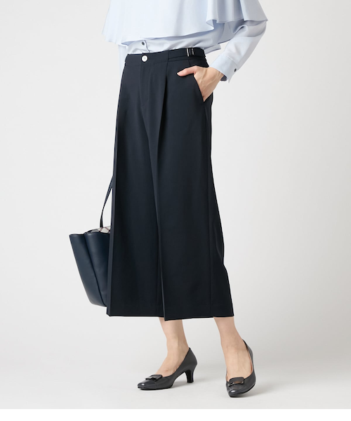 ウーステッドポリエステル ワンタックガウチョパンツ｜ニューヨーカー