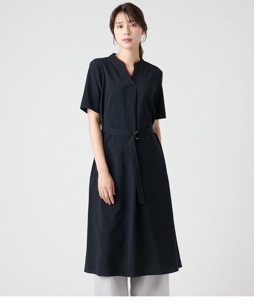 L】【ウォッシャブル】ハイツイストポリエステル 半袖ワンピース