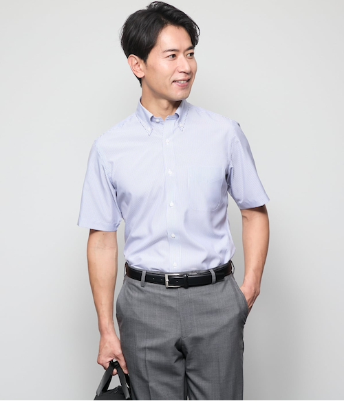 企業ロゴ 刺繍 ロンドンストライプ ボタンダウン 半袖シャツ L 青 90s ウィンザーノット] WindsorKnot ボタンダウン 長袖 ワイシャツ ドレス