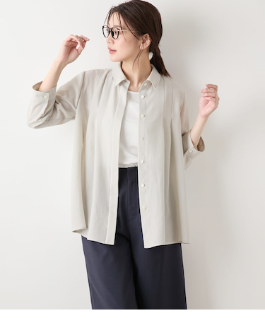 スパンビエラ 7分袖タックシャツ