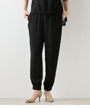 【L】ポリエステルダブルクロス テーパードジョガーパンツ