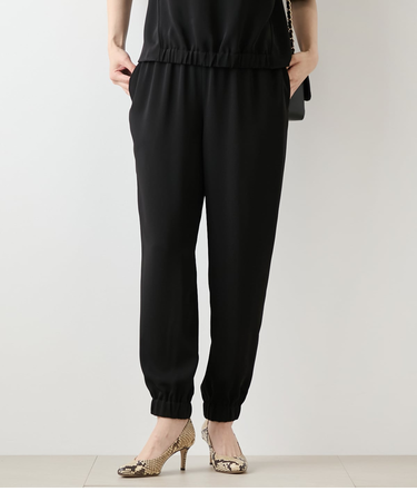 【L】ポリエステルダブルクロス テーパードジョガーパンツ