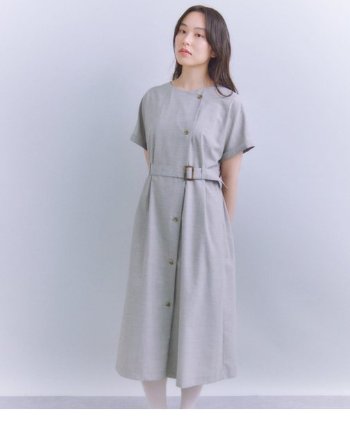 Washable Wool Tropical ロールアップドレス