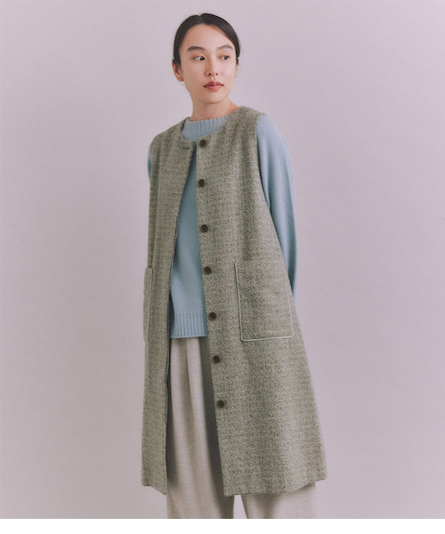 美品　Class Lounge MORRIS MIXPRINTワンピース Mixcolor Tweed ロングジレワンピース｜ニューヨーカーの