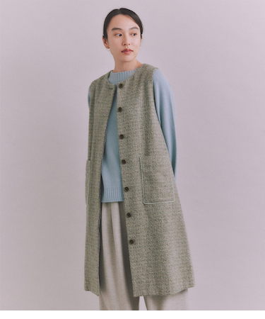 Mixcolor Tweed ロングジレワンピース