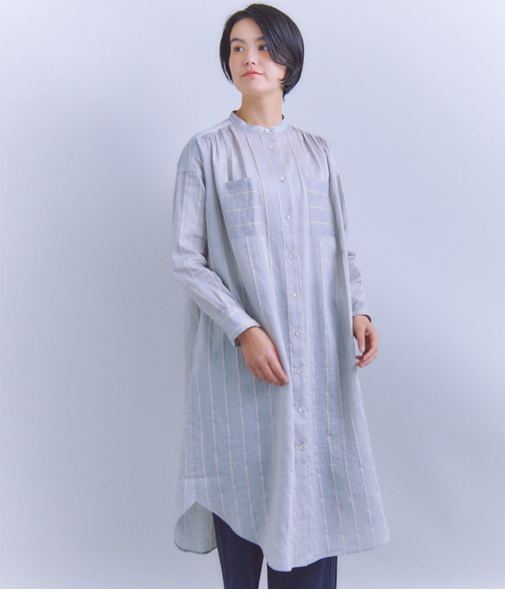 ［ACAR］Big Stripe ボリュームシャツドレス