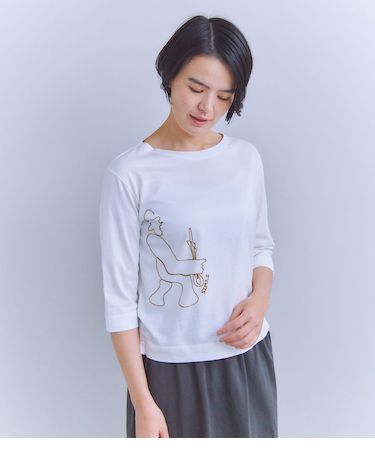 Mercerization Jersey チェーン刺繍Tシャツ