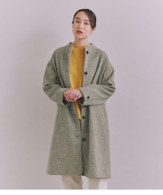 Mixcolor Tweed スタンドカラーロングコート