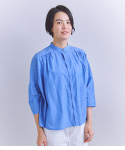 Slab Yarn Cotton Lawn ピンタックギャザーブラウス